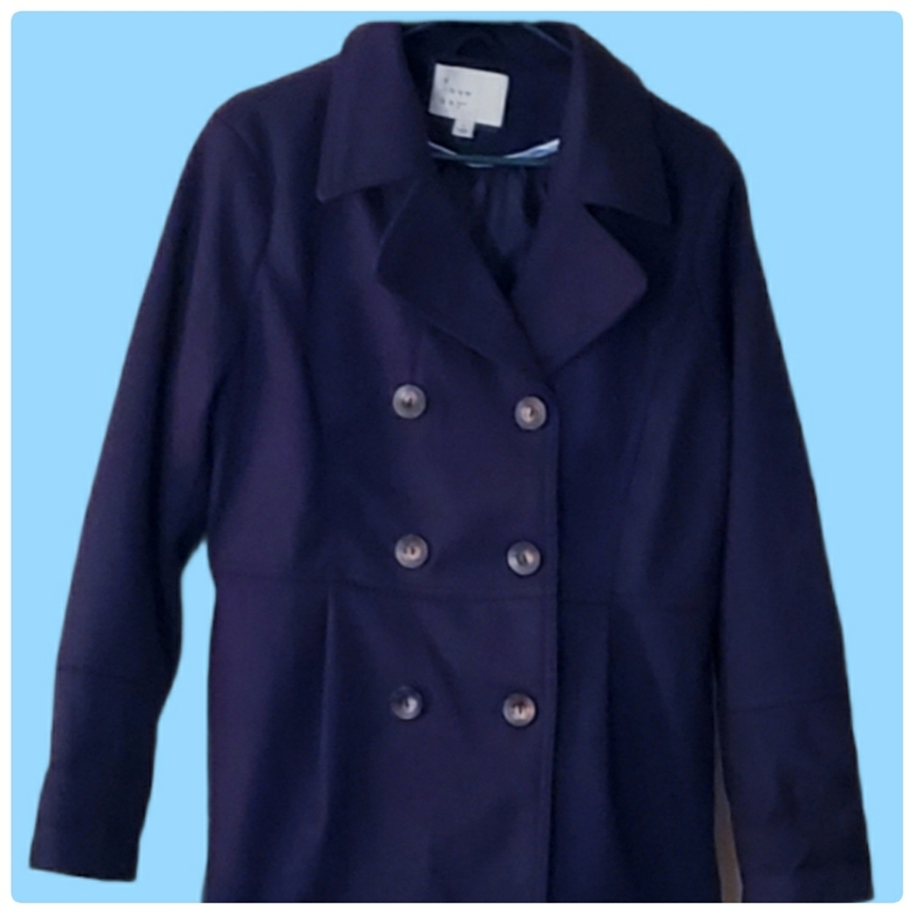 A NEW DAY - Dark Blue Wool Blend Dress Coat Size Large